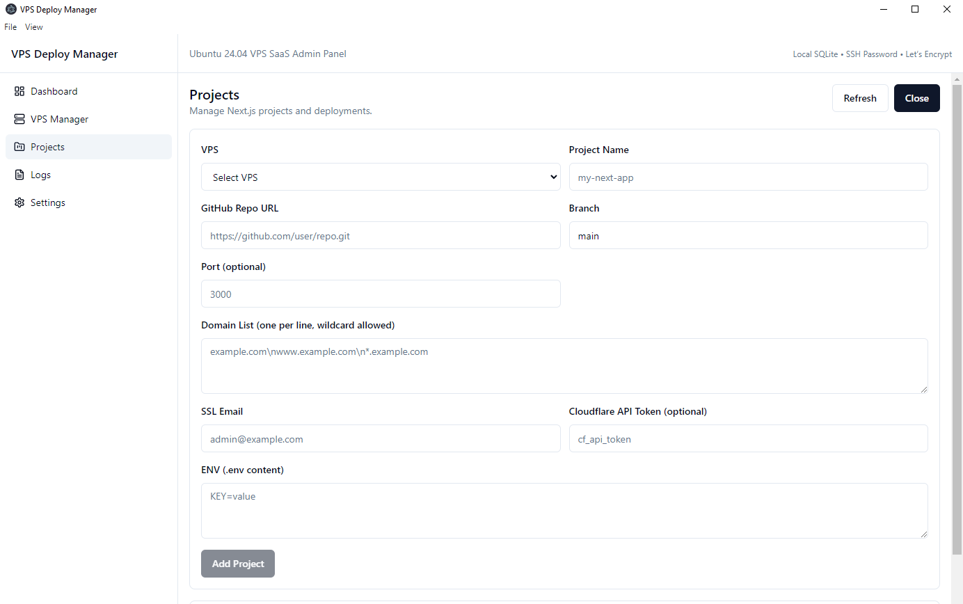 VPS Deploy Manager - công cụ deploy website từ Github qua VPS